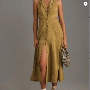 Anthropologie halter midi dress with cutouts, size 12. New with tags.